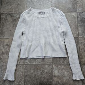 Madden Girl White Cropped Ribbed Sweater